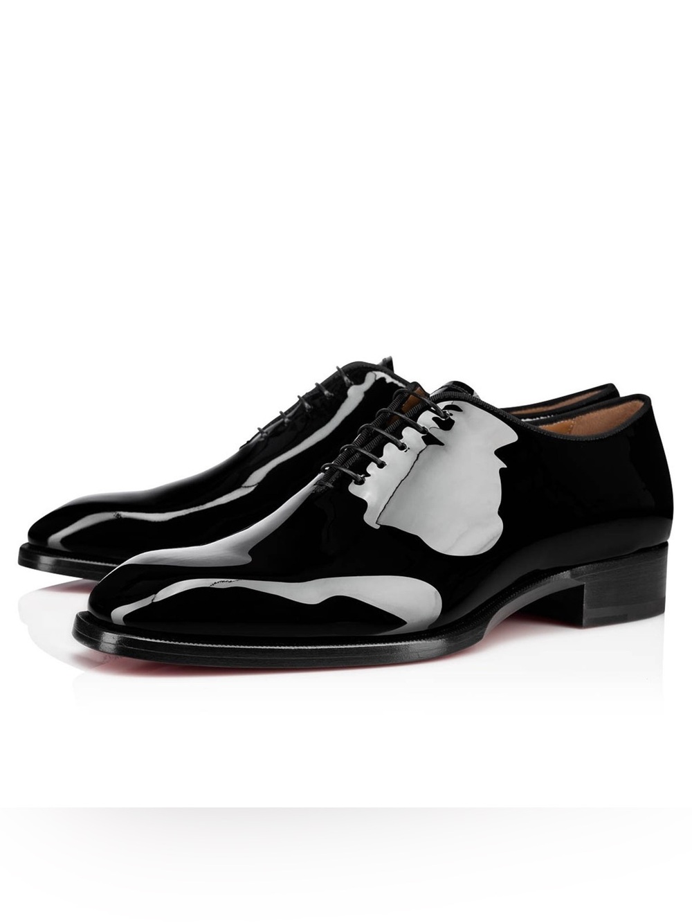 Christian Louboutin Corteo Flat Glossy Black Patent Leather Shoes